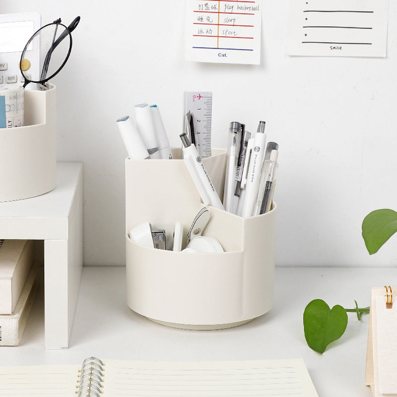 Portapenne bianco girevole con scomparti; cancelleria esclusa